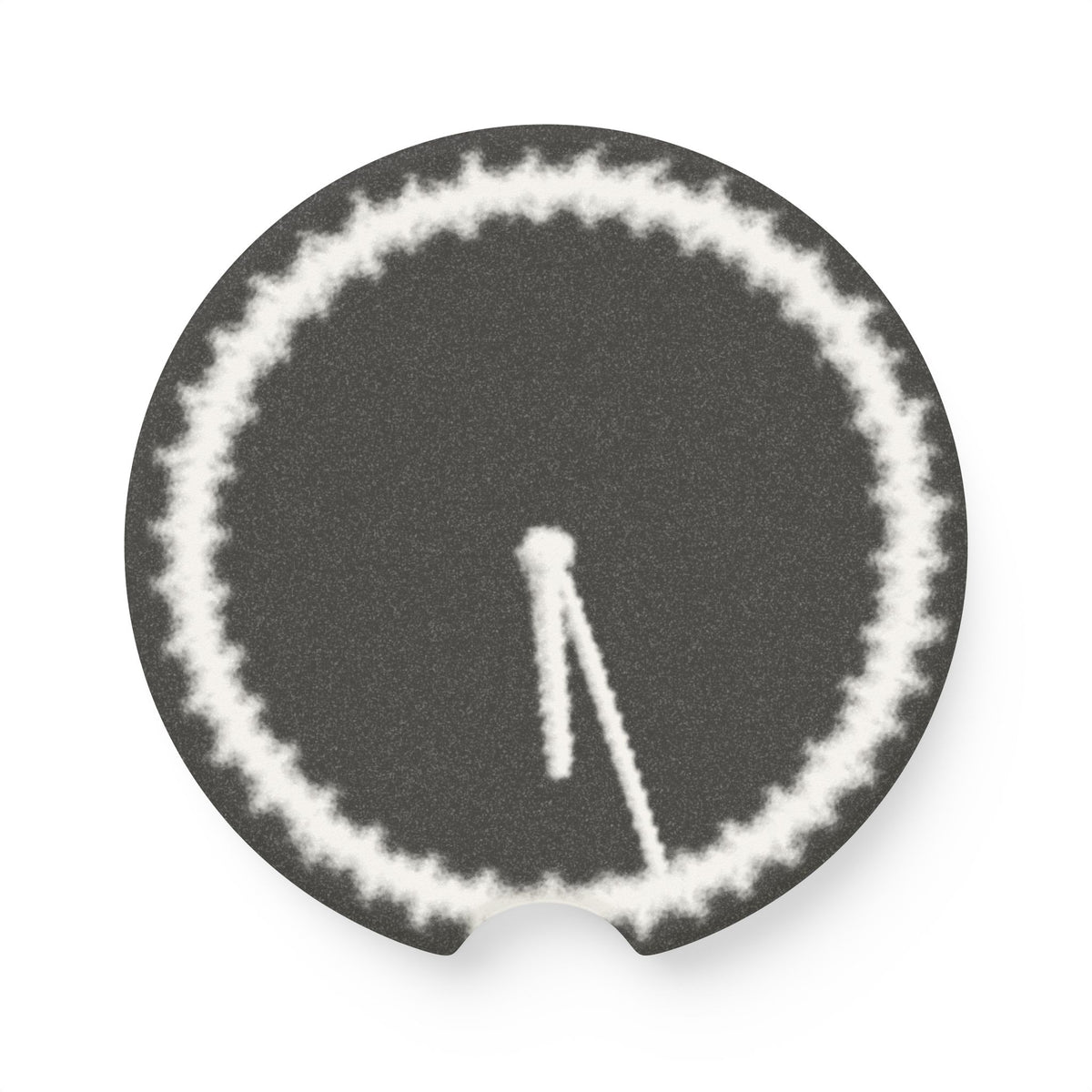Minimal Abstract Clock Soapstone Car Coaster | Round Stone Car Cupholder Insert