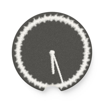 Minimal Abstract Clock Soapstone Car Coaster | Round Stone Car Cupholder Insert