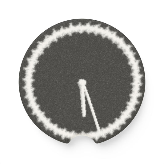 Minimal Abstract Clock Soapstone Car Coaster | Round Stone Car Cupholder Insert