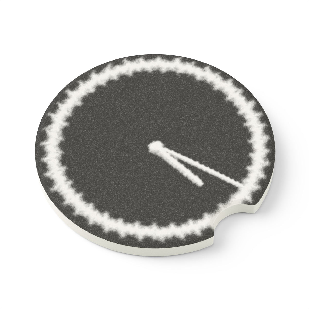Minimal Abstract Clock Soapstone Car Coaster | Round Stone Car Cupholder Insert