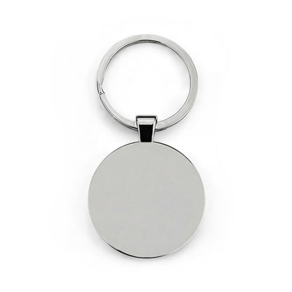 Monochrome Clock Hands Round Stainless Steel Keychain | Minimalist Timepiece