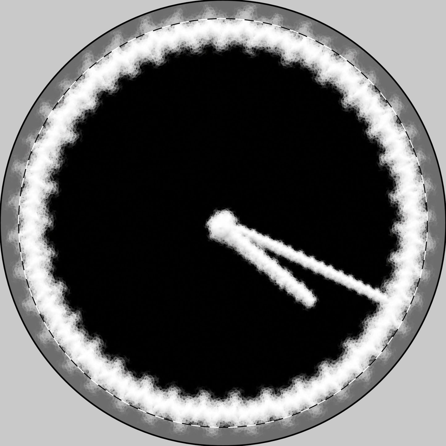Minimalist Clock Hands Round Car Magnet | Black White Smoke Border